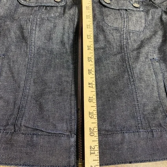 Talbots Dark Wash Denim Full Zip Front Jacket Knit Collar‎ Womens Sz 10P - Picture 3 of 6